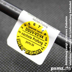 500 Prüfplaketten DGUV-V3/V4 20mm Vinyl gelb und Wunschtext auf Rolle