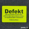 Das gelbe "Defekt" Etikett DGUV-V3