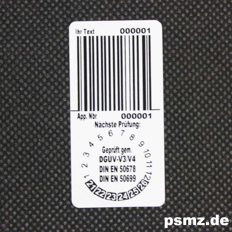 PE_5025_L10: Das DGUV-V3 DIN EN 50678 50699 Etikett für Kabel und Gerät