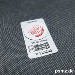 500 Prüfplaketten DGUV-V3/V4 30mm Vinyl weiß und Wunschtext auf Rolle