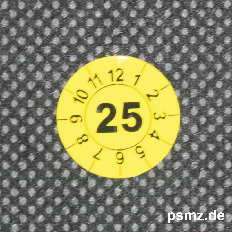 500 Prüfplaketten 15mm Vinyl gelb auf Rolle