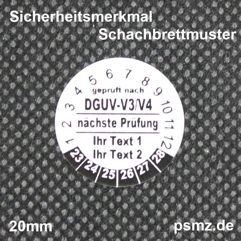 SI20_IND DGUV-V3 Prüfplakette 20mm individuell manipulationssicher