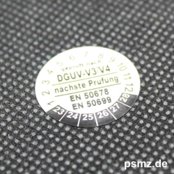 SI20_IND DGUV-V3 Prüfplakette 20mm individuell manipulationssicher